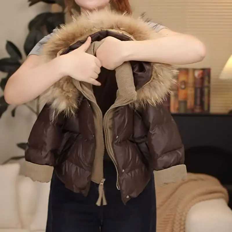 Childrens Winter Down Jacket New Boys and Girls Thick Warm Big Hair Collar Coat Kids parkas snow jacketW251206