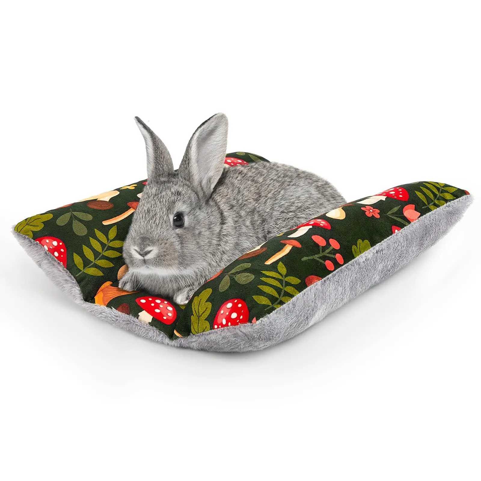 Rabbit Bed Mat Thickened Soft Bunny Bed Washable Cuddle Cushion Mat Double-Sided Plush Small Pet Flop Cotton for Rabbit M251206