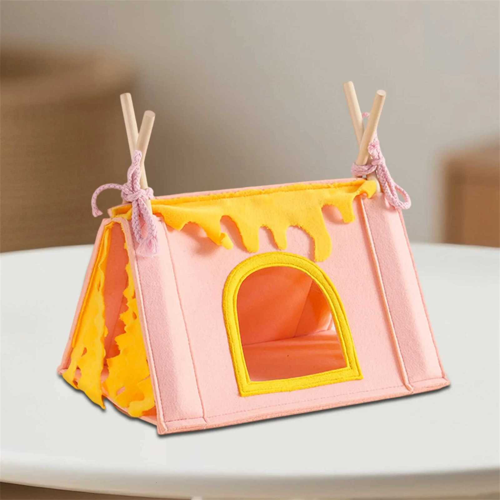 Cozy Wooden Frame Teepee Tent for Small Pets - Adorable Design Perfect Playhouse for Squirrels Hedgehogs Guinea Pigs and M251206