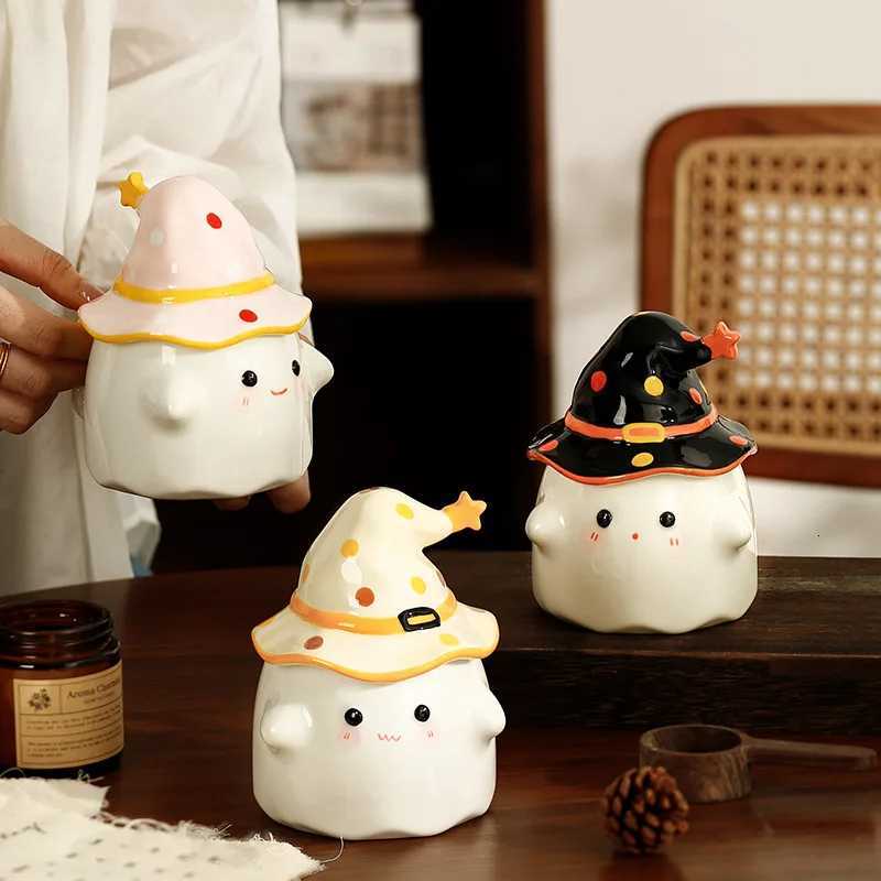 Funny Ghost Ceramic Mugs Coffee Cups with Lids Office Afternoon Tea Coffee Cup Halloween and Easter Gifts Friends M251206 - view 3