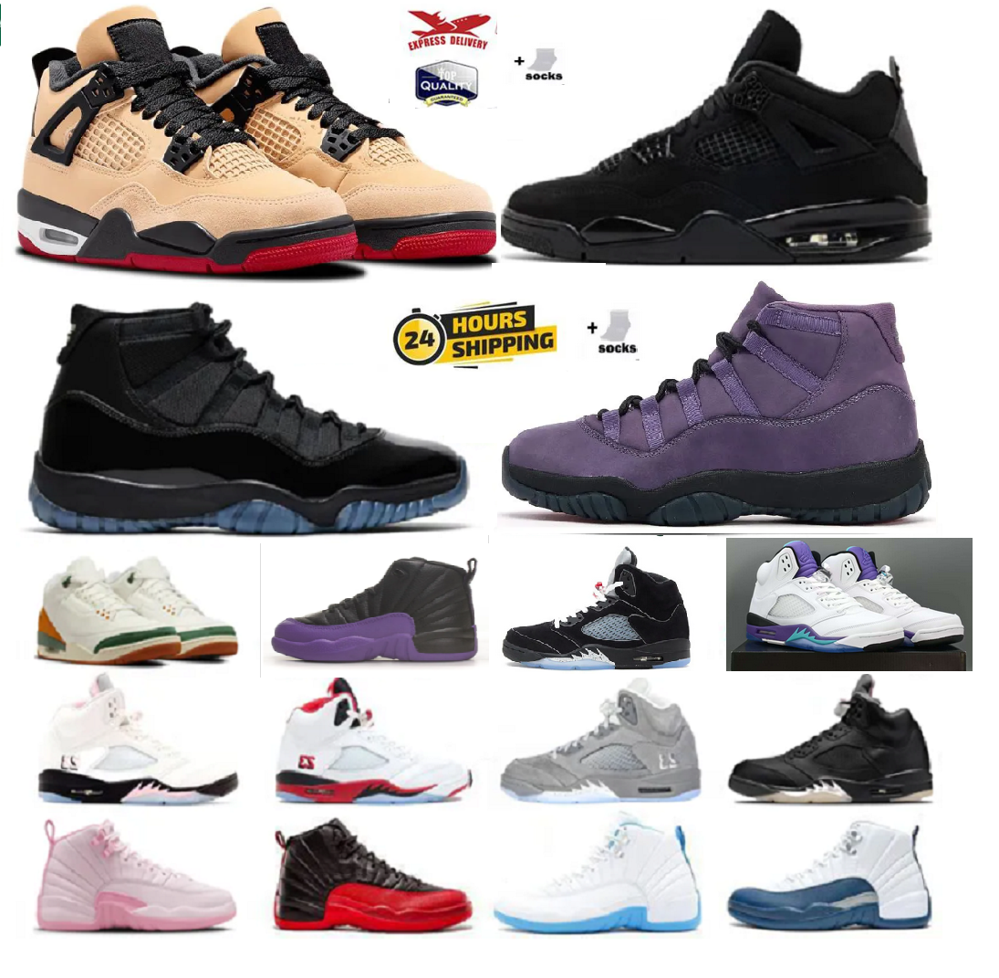1s 4s 5s 3s 12s Basketball Shoes Bugs Bunny Gamma Blue Black Cat Taxi Pearl Pink Off Noir Wolf Grey Fruits Of Our Labor Fragment Steel Big kids trainers Sneakers 3y-7y