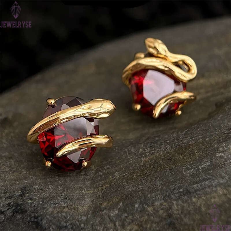 new original red CZ stud designer earring for woman 18k gold snake AAA cubic zirconia earrings ear clip jewelry S925 silver needle womens birthday fri