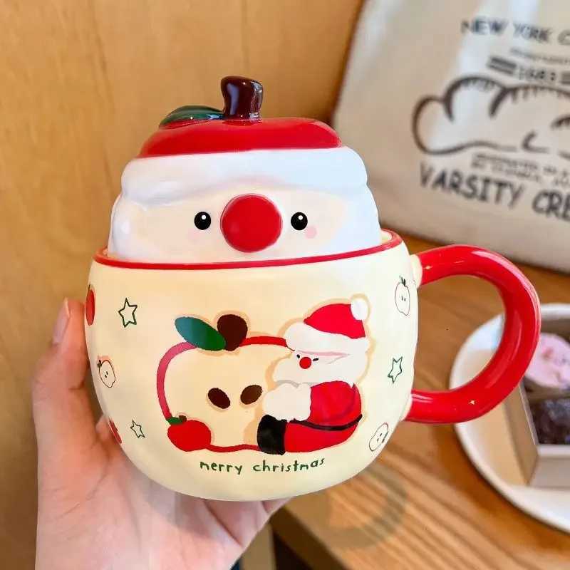 Apple Christmas Cup Creative Capped Spoon Mug High Beauty Coffee Cup Cute Girl Gift Water Cup Couple M251206 - view 3