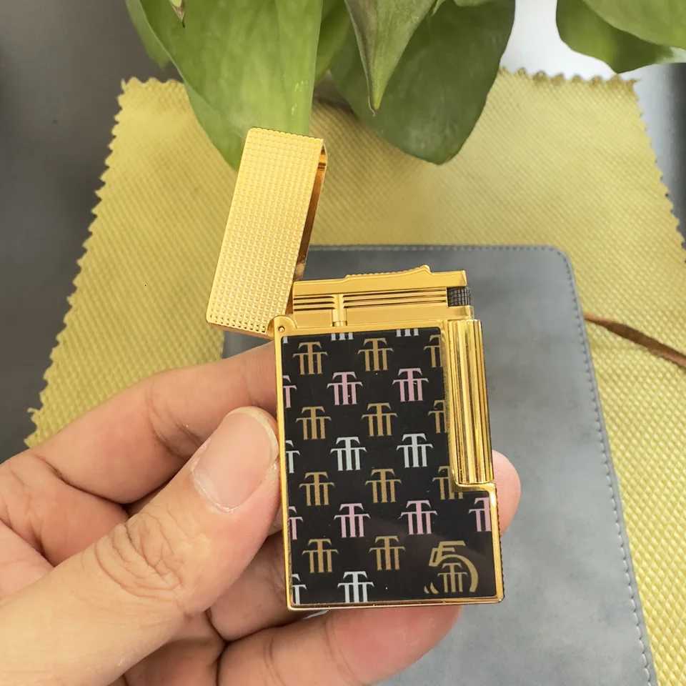 Luxury cust lighter limited edition with double flame and letter T design ces with a cust smoking set H251206