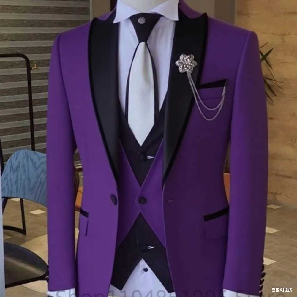 Mens Solid Slim Fit 3-Piece Business Suit Set wiTH Blazer VEST And Pants for Wedding Party Fashion Tuxedo a02 M260313