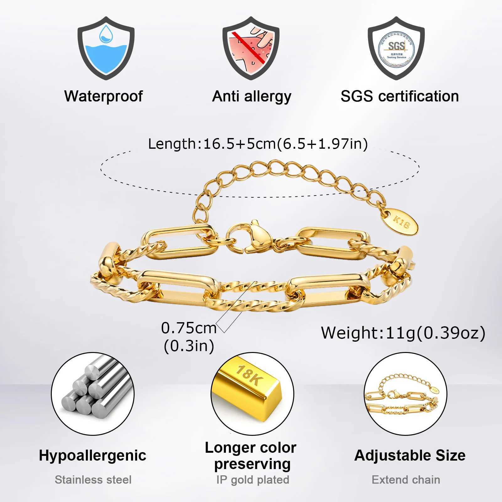 Trendy Mens Chain BraceletStainless Steel Rectangular Chain WristbandHip Hop Jewelry Gift W251206