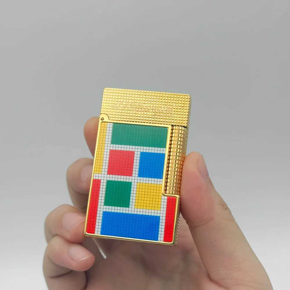 Aesthetic Gas Lighters Colorf Mosaic Pattern Lacquer Ligne 2 Soft Flame e Copper Cigarette Gadgets for Men Collections H251206