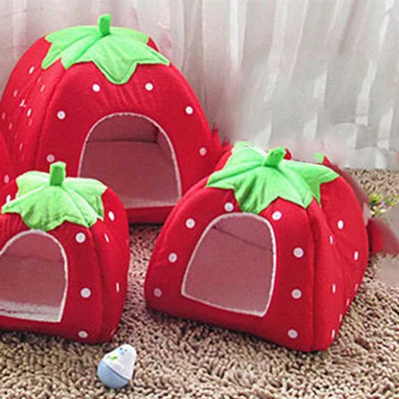 A88K-Dog Kennel Dog Fashion Mat Basket Soft Strawberry Pet Dog Cat House Pet Tent Dog House Small Dog Kitten Bed Cat House M251206