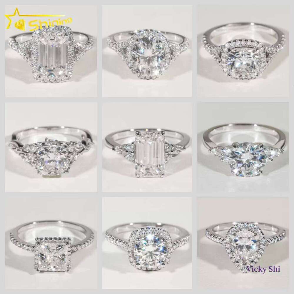 Fine Jewelry 925 Sterling Silver Engagement Rings VVS Diamond Custom GRA Moissanite Ring for Women