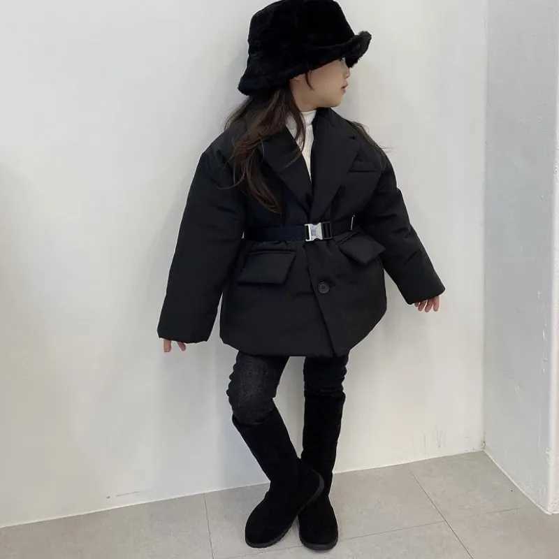 Fashion Baby Boy Girl Cotton Padded Suit Jacket Waist Belt Child Spring Autumn Winter Coat Warm Outwear Baby Clothes 2-10YW251206