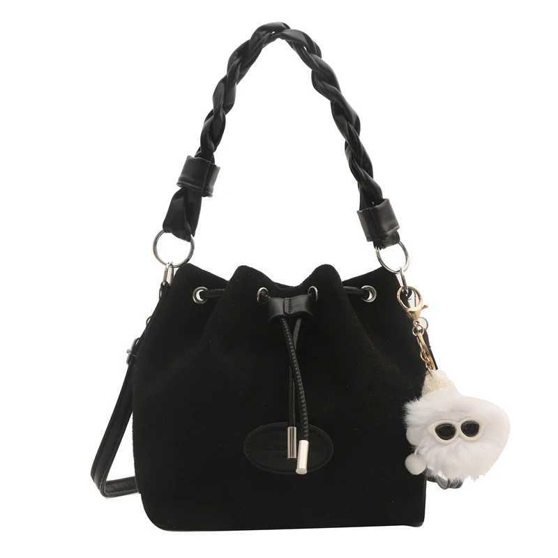 Fashion Drawstring Solid Color Large Capacity Single Shoulder Bucket BagT251206