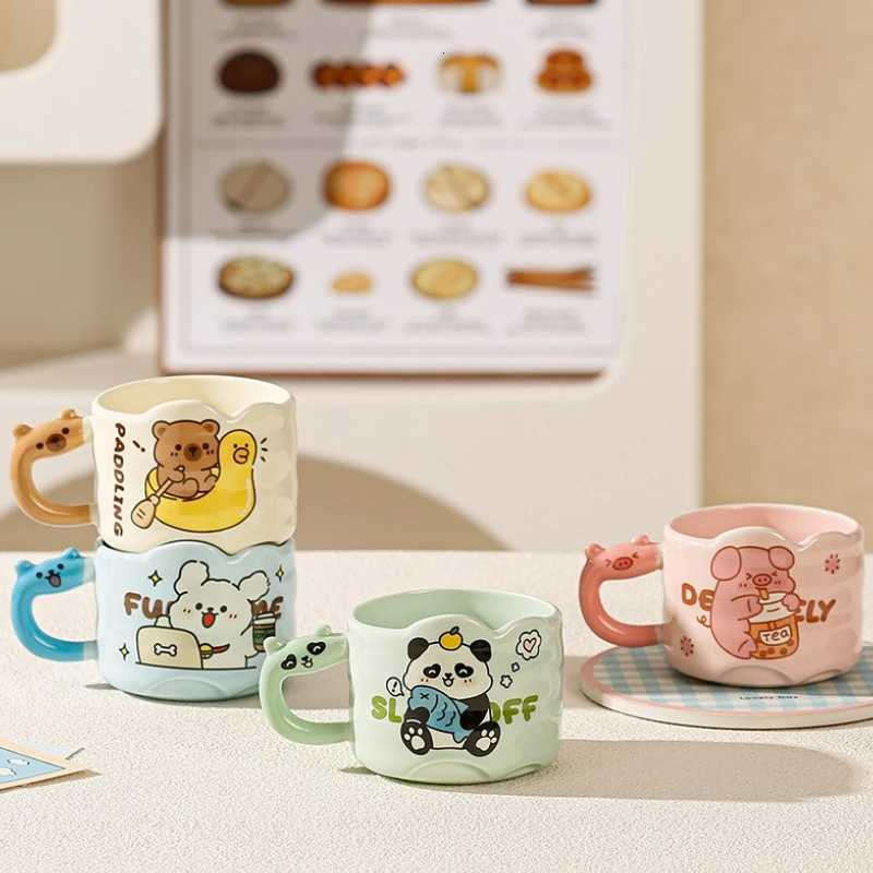 Kawaii Ceramic Cup Cartoon Animal Breakfast Oatmeal Milk Water Cup Cute Funny Household Handle Ceramic Mug Gift Drinkware New M251206 - view 3