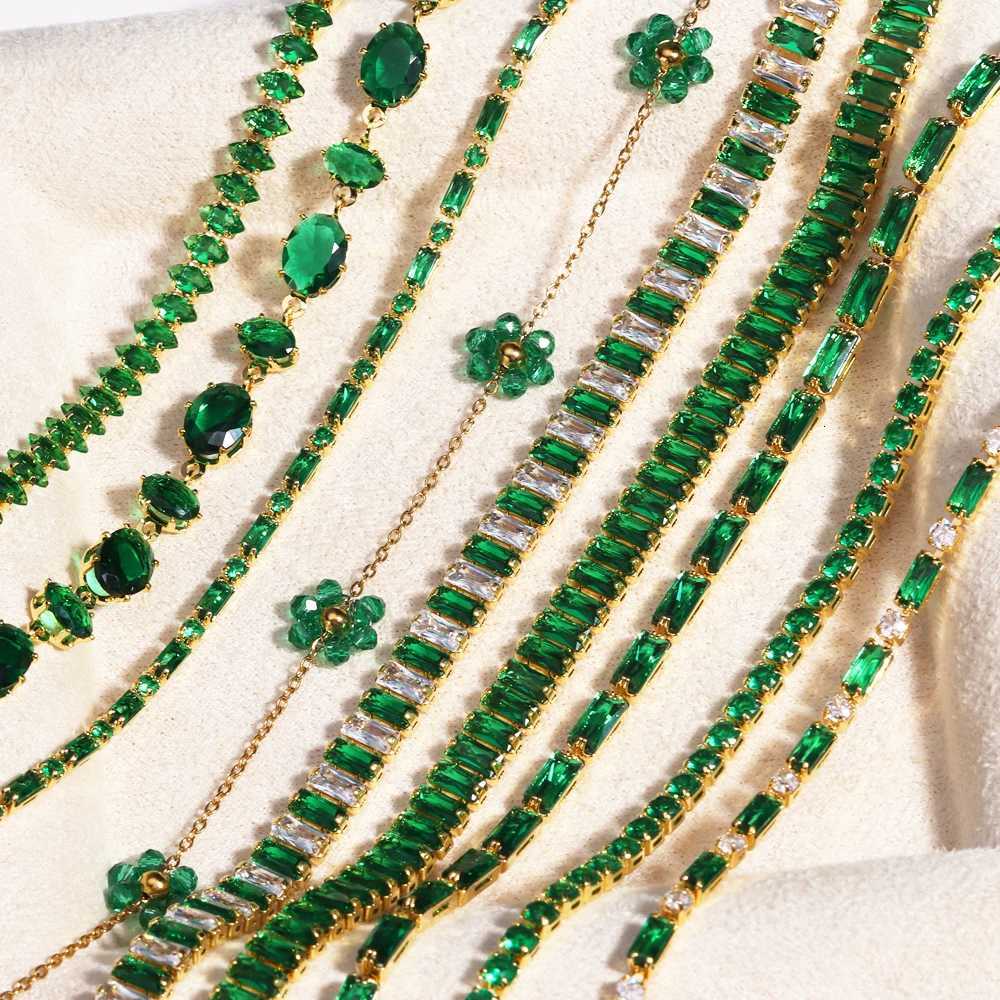 Mix Style Green Micro-inlaid Zircon Tennis Bracelet for Women 2025 New Men Bracelet Homme Jewelry Accessories Wholesale W251206