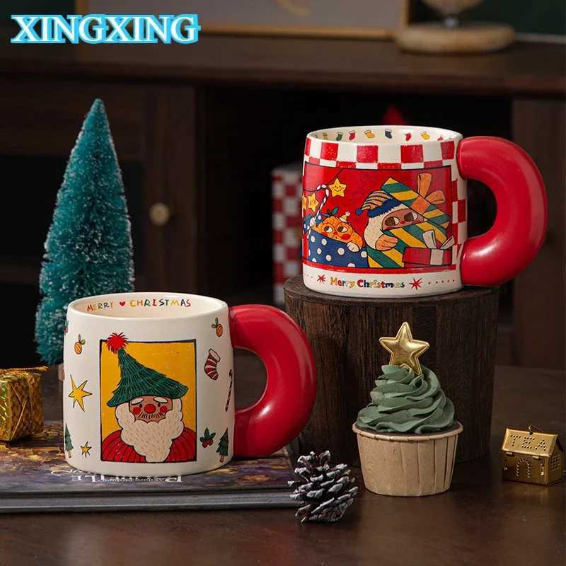 620ml Santa Claus Cup Cartoon Ceramic Coffee Cup Large Capacity Couple Water Mug Home Breakfast Oat Milk Mug Christmas Gift New M251206 - view 4