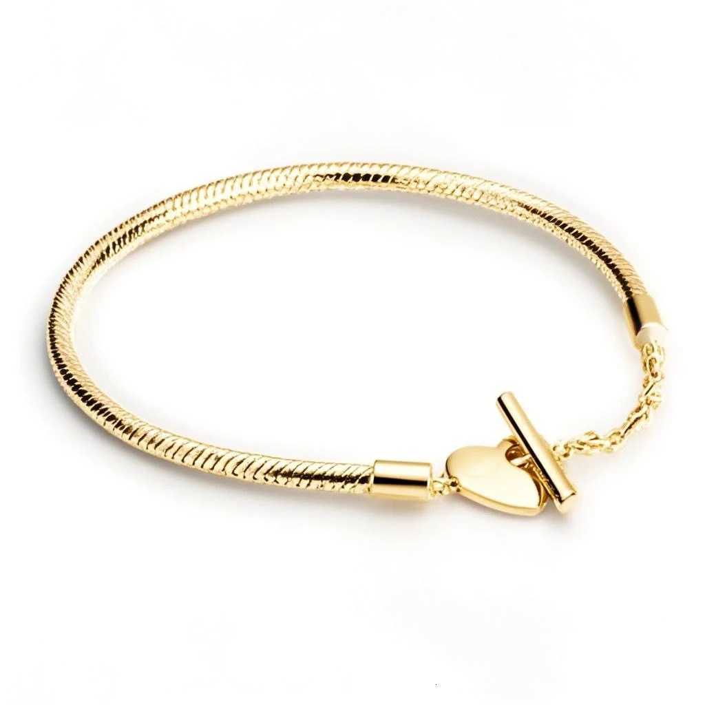 New 925Silver original 17-21CM Pearl Heart-Shaped Hard Ring Square Buckle Round Bracelet Fit for DIY Mini Birthday Jewelry Gifts W251206