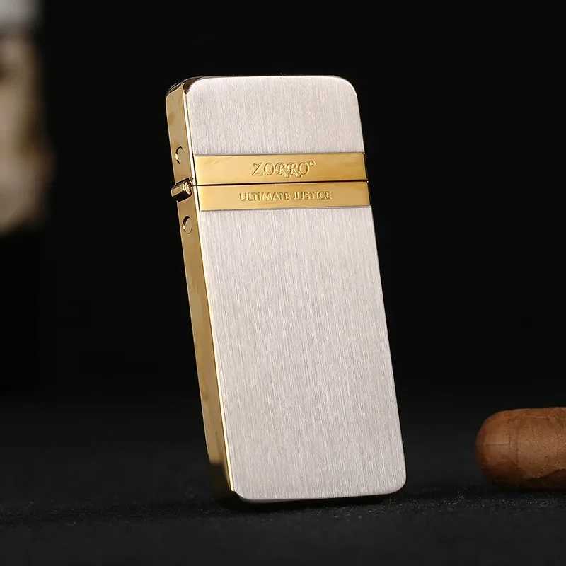 Genuine Kerosene Grinding Wheel Lighter Brass tra-thin Elegant Gift for Boyfriend Birthday Gift Personali H251206