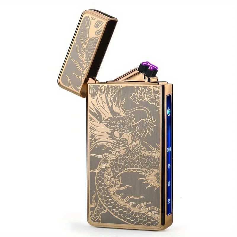 2025 Metal Type-c Charging Double Fire Arc Pse Electronic Lighter Power Display High Value Gift Cigarette Accessories H251206