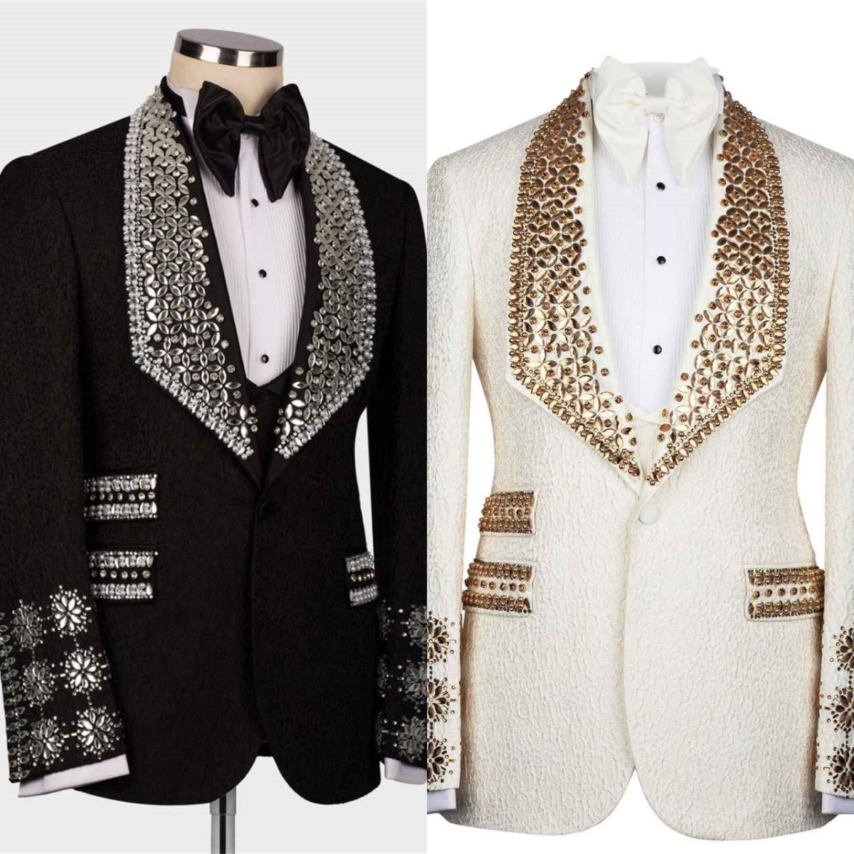 Luxury Wedding Suits Jacquard Beaded Rhinestone 1 Piece Set Coat Shawl Lapel Exquisite Men Tuxedos One Button Formal Groom Tuxedo Suit Customized