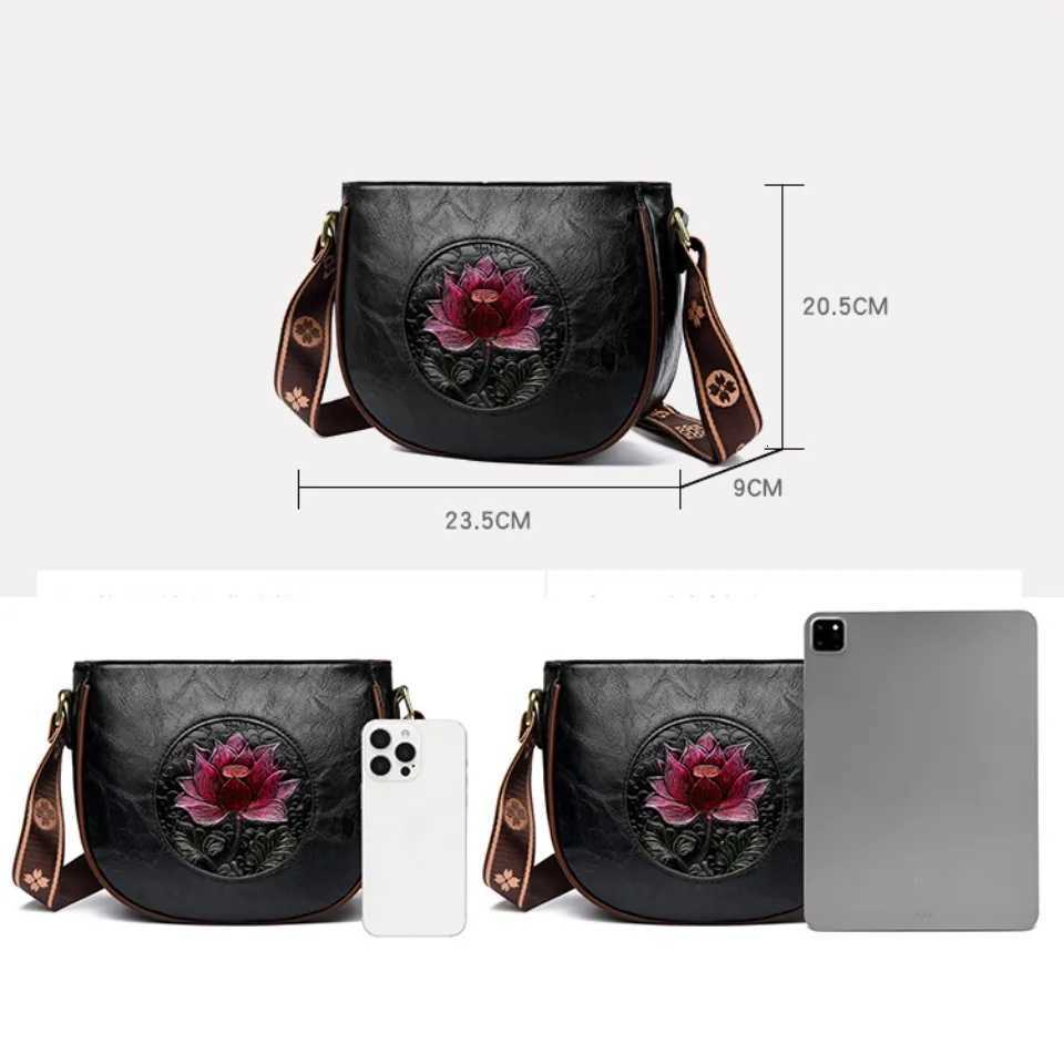 Flower Luxury Handbag Women Bags Designer Leather Shoulder Messenger Crossbody Bags for Women Mother Sac A Main with Wide StrapT251205