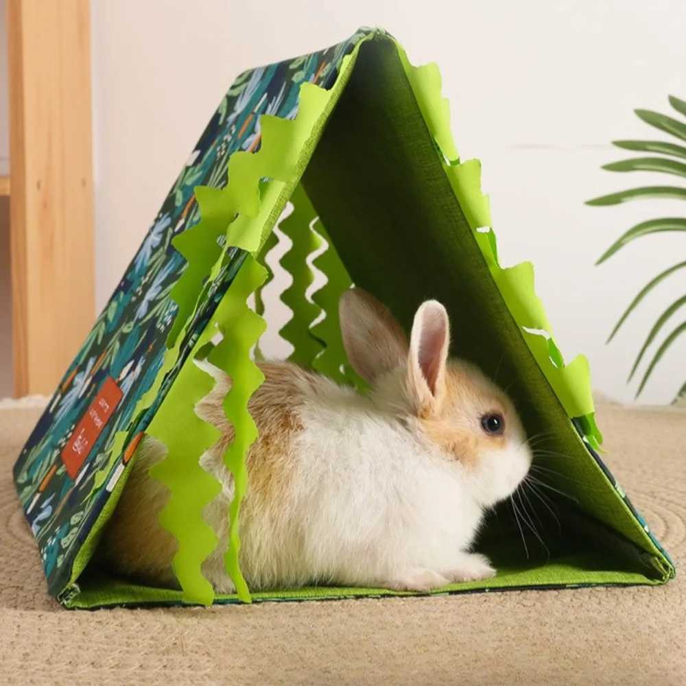 Small Pet Nest Tent Guinea Pigs Rabbit Nest Hamster Cage House Cozy Small Animal Hideout Hideaway Triangle Tent Pet Accessories M251206