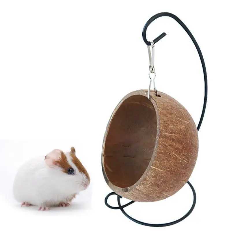 Hamster Coconut Hideout Suspension Coconut Shell Hamster Hideout Small Animal Suspension Coconut Hideout Habitat Small Pet Cave M251206