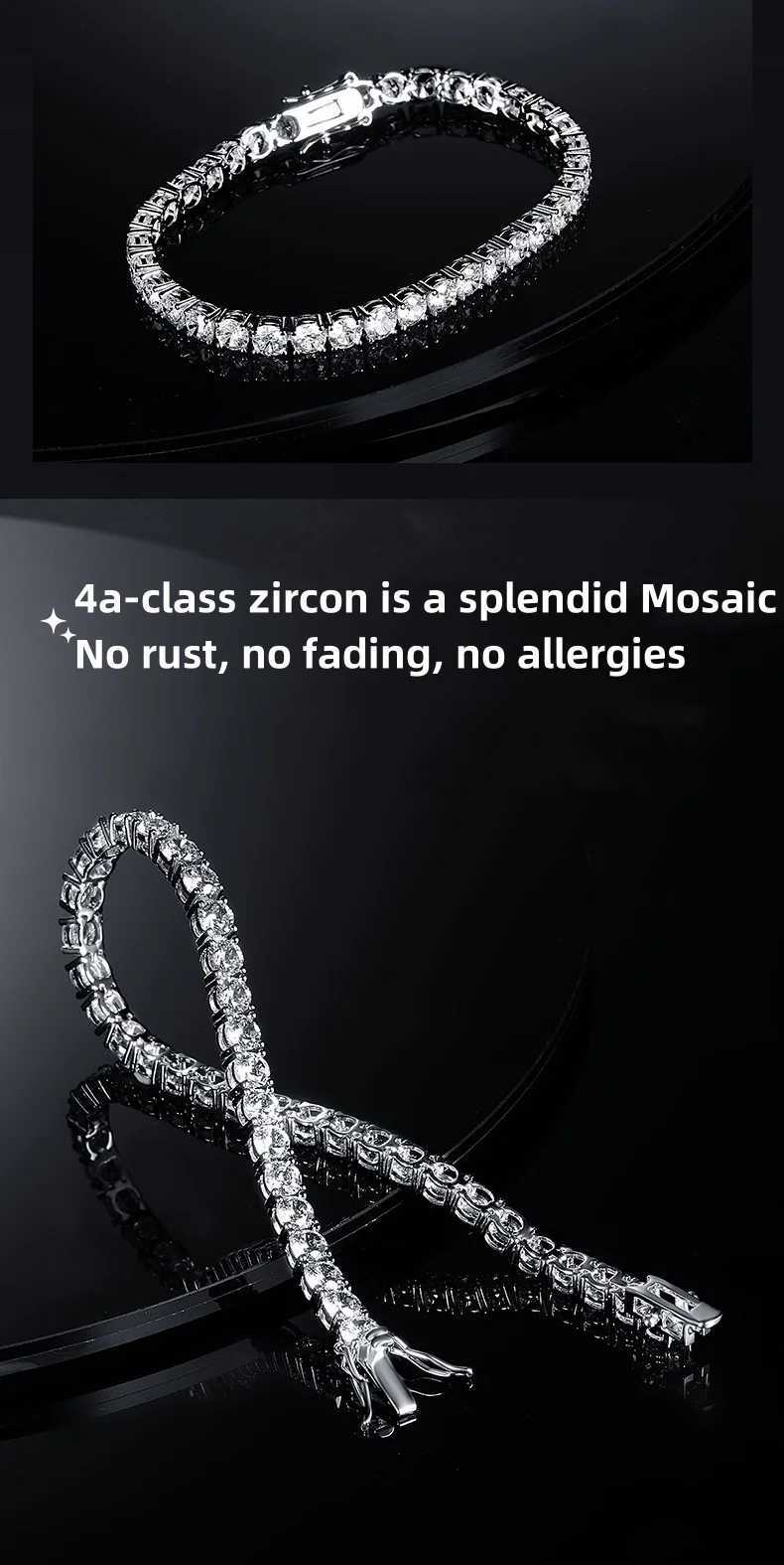 Factory price 925 silver plated 18K gold 4A grade Zircon tennis bracelet for men and women fashion personality exquisite jewelry W251206