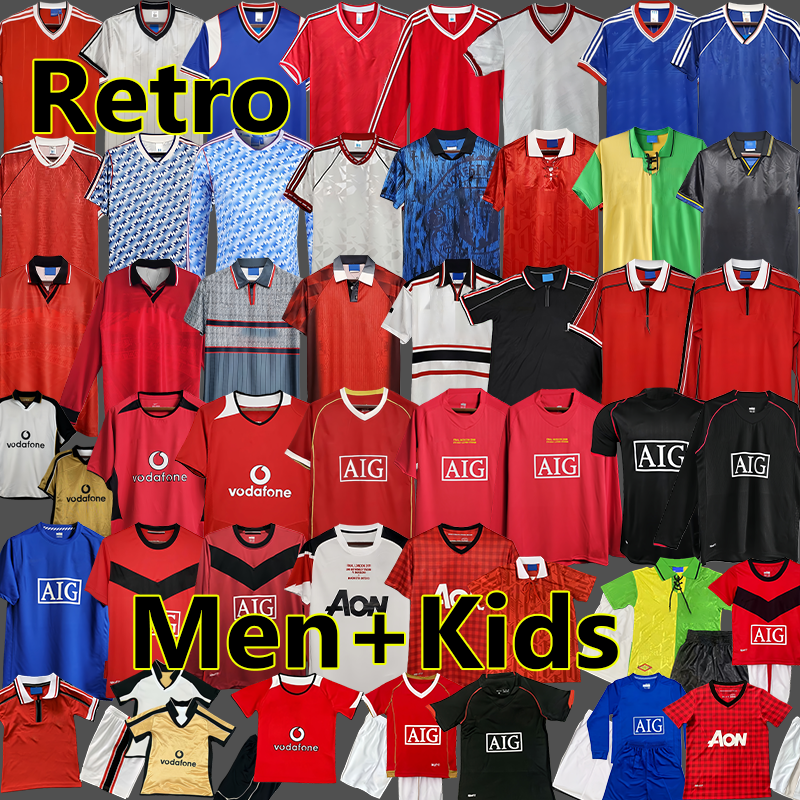 Retro MUFCes soccer jerseys Vintage manchesteers United Long Sleeved football jersey 92 94 95 96 Men Kids football shirts Ronaldo Rooney Giggs Nani