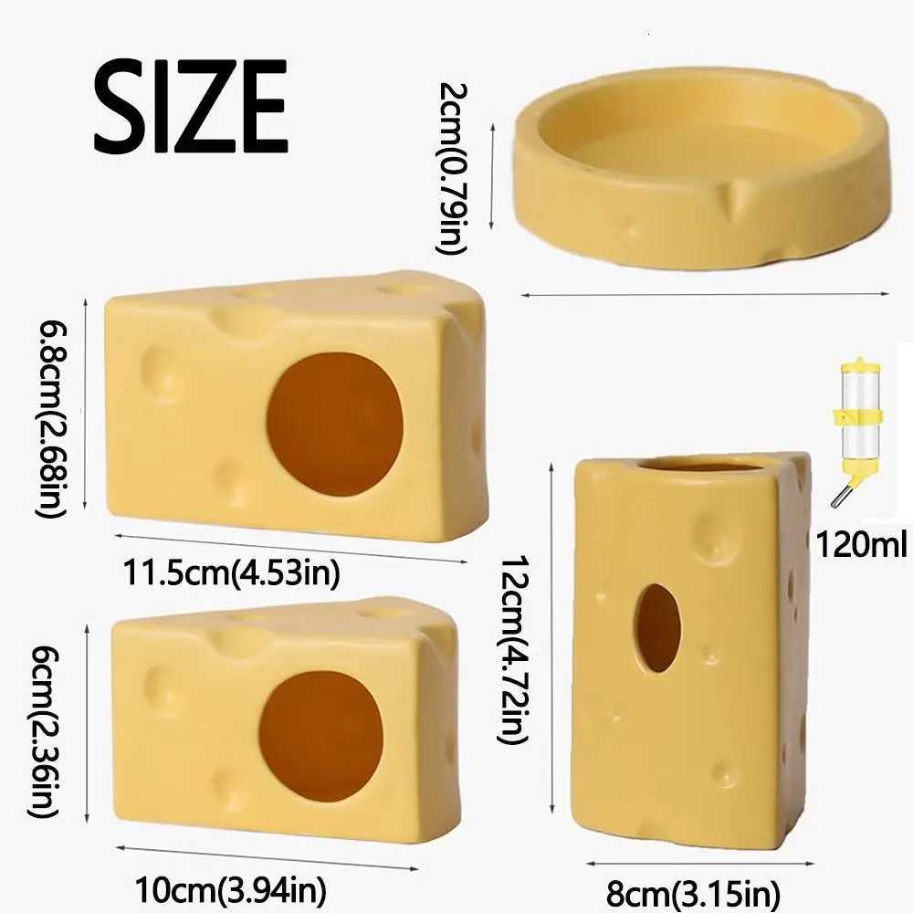 Stable Creative Hamster Hideout Ceramics Hut Decorative Ceramics Hamster House Cute Cheese Shape Hamster Bed Small Animals M251206