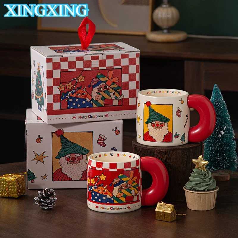620ml Santa Claus Cup Cartoon Ceramic Coffee Cup Large Capacity Couple Water Mug Home Breakfast Oat Milk Mug Christmas Gift New M251206 - view 3