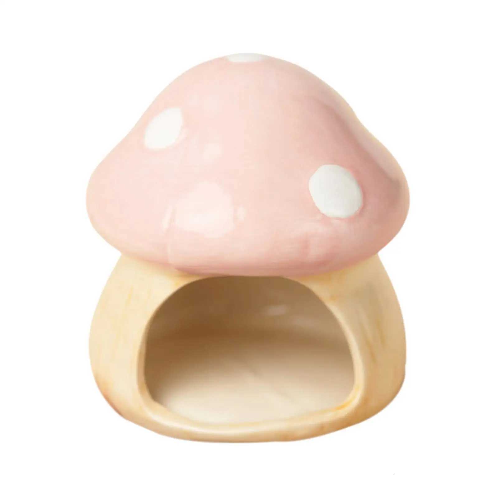 Ceramic Mushroom Shaped Hamster House Cartoon Guinea Pig Sleeping Nest for Chinchilla Hedgehog Rat Small Animals Supplies M251206