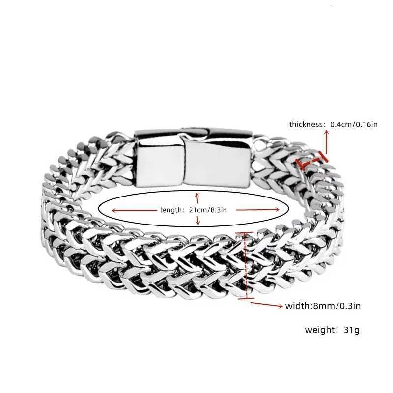 Stainless Steel Braided Double Row Front and Rear Fish Scale Alloy Magnetic Buckle Bracelet with Keel Jewelry New Model W251206