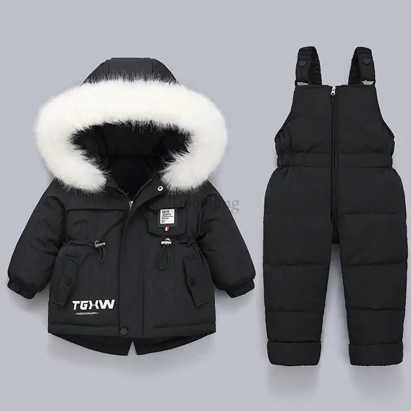 Toddler Baby Girls Clothing Sets Winter Snowsuits for 0-3Years Baby Warm Down Jackets Thick Fur Hooded Coats with Jumpsuits SuitW251206