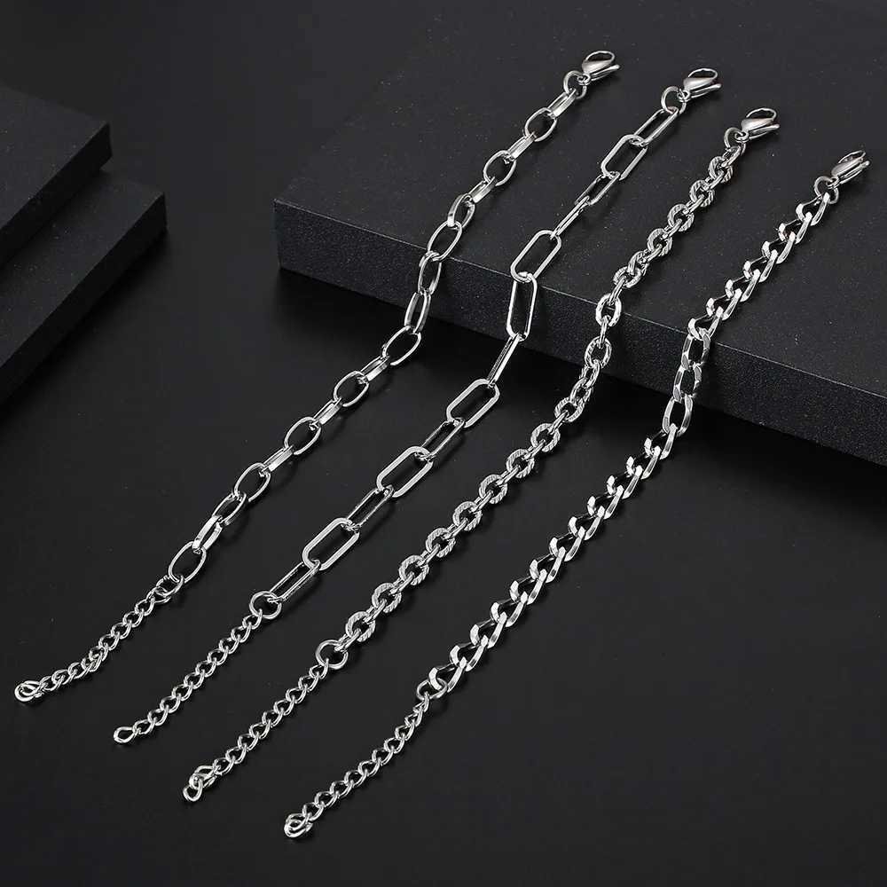 Stylish Chain Bracelets for Men BoysWaterproof Adjustable Stainless Steel Chain Links WristbandHip Hop Punk Jewelry Gifts W251206