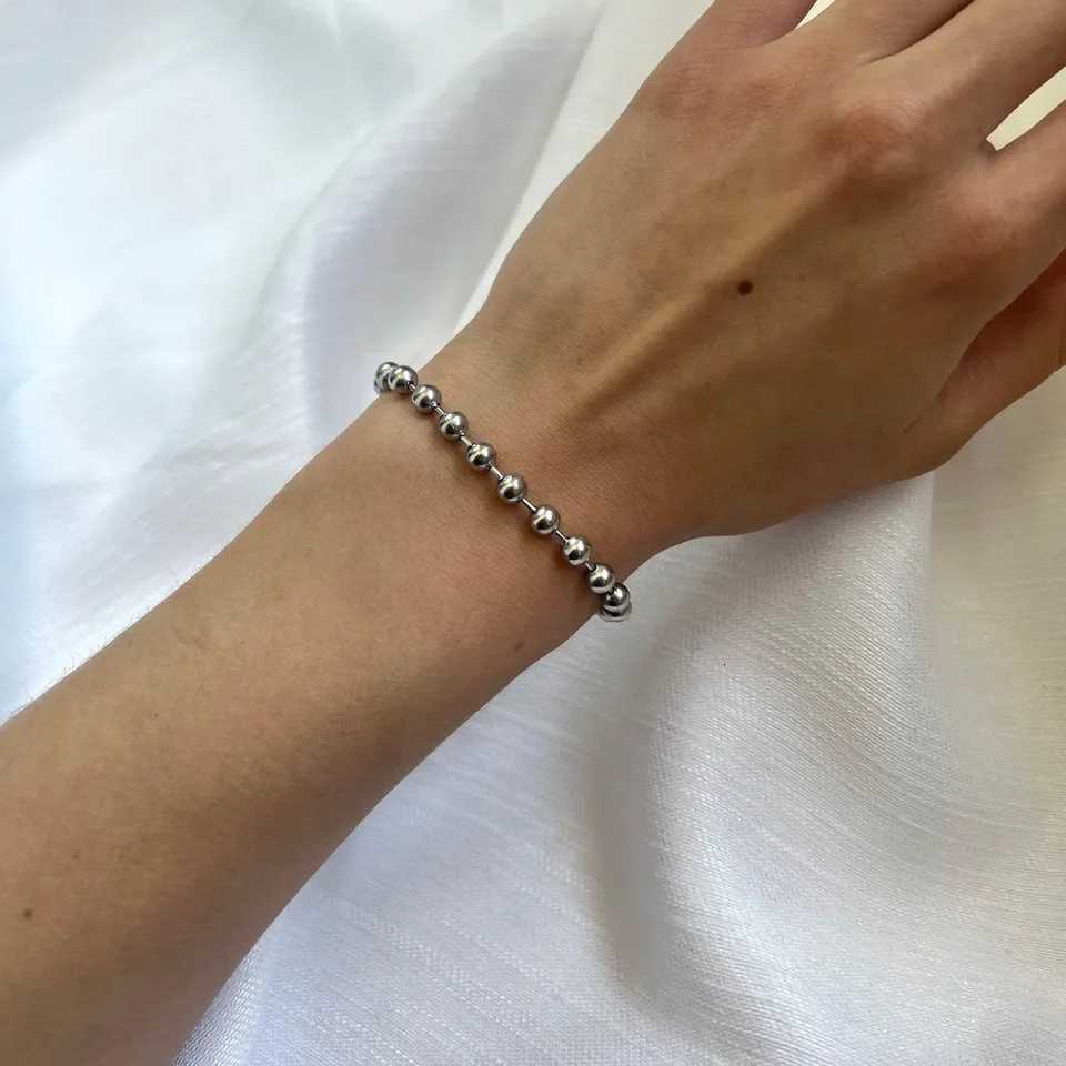 6mm 8mm 10mm Stainless Steel Bracelet For Men Women Beads Bracelet Grunge Chunky Ball Chain Bracelet Y2K Punk Style Jewelry W251206