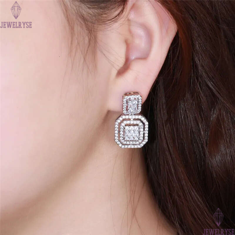 Square Pendnats 925 Silver Post Designer Luxury Charm Earrings White AAA Cubic Zirconia Copper Jewelry 18k Gold Earring For Women Party Wedding Bride 
