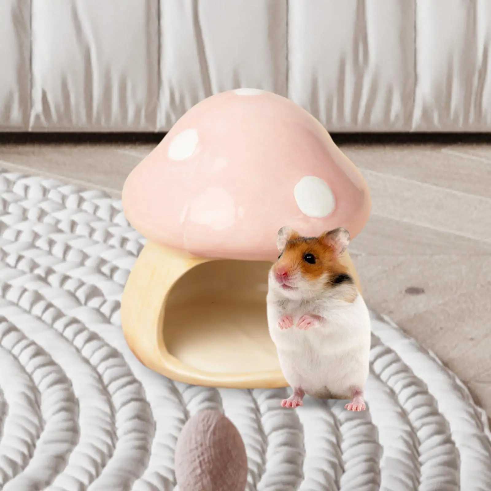 Ceramic Mushroom Shaped Hamster House Cartoon Guinea Pig Sleeping Nest for Chinchilla Hedgehog Rat Small Animals Supplies M251206
