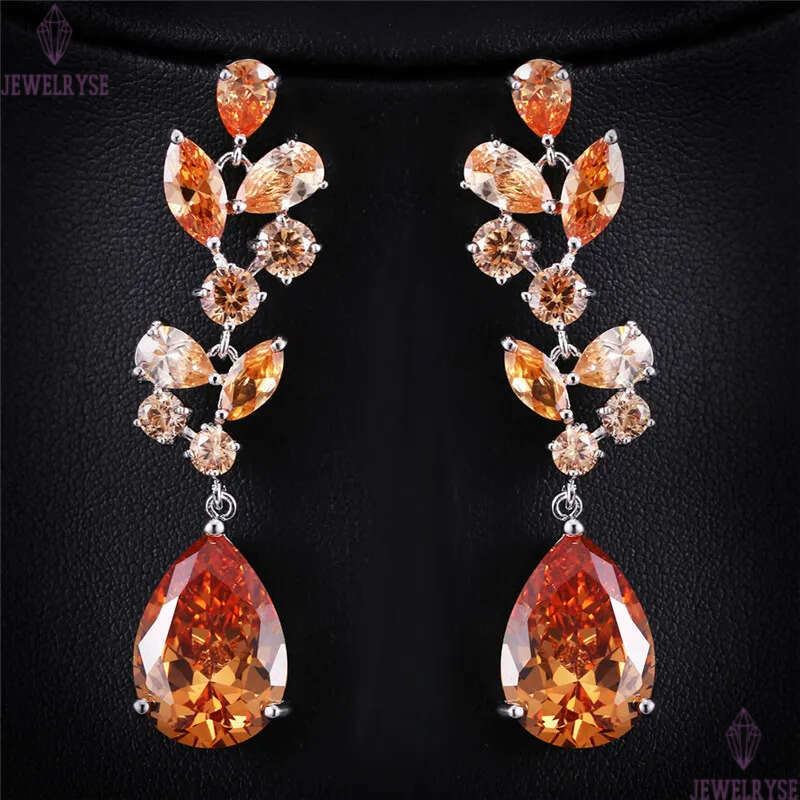 luxury red water drop earrings designer south american jewelry ruby white purple AAA cubic zirconia copper earring for woman wedding gift girls party