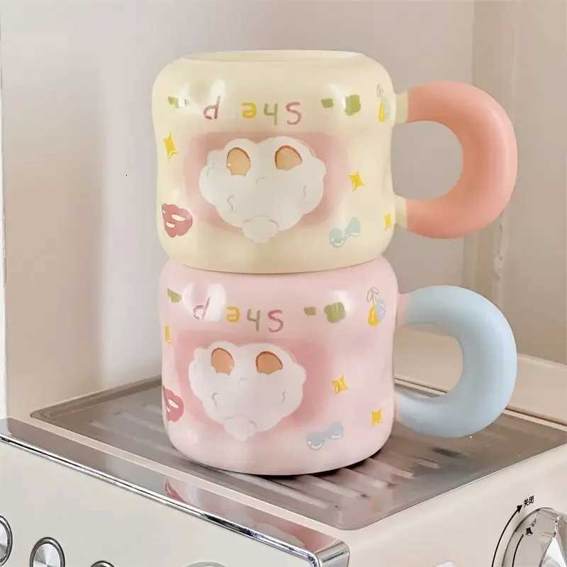 Cute Girl Cartoon Lamb Ceramic Mug Birthday Gift Creative with Lid and Spoon Household Couple Water Cup Office Coffee Cup M251206 - view 7