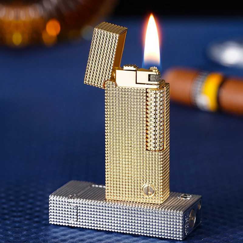 Grinding Wheel Side Sliding Flame Kerosene Lighter High-quality Metal Embossed Open Flame Lighter Gift Box Optional H251206