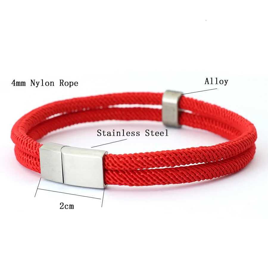 New Fashion Rope Bracelet Men Silver Color Stainless Steel Buckle Fabric Braclet Accesorios Hombre Red Thread Braslet Pulseira W251206