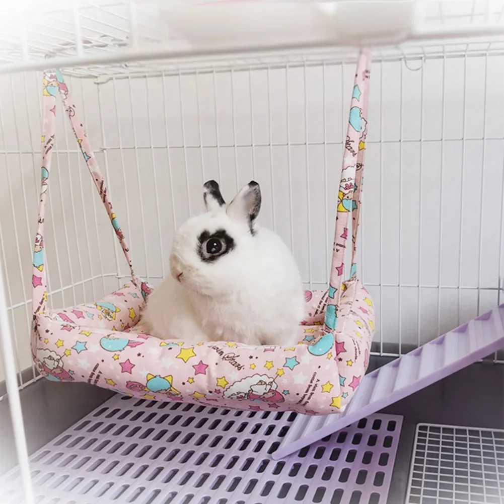 Rabbit Chinchillas Hammock Cages Adjustable Hamster Hanging Bedding Nest Small Animals Canvas Swing Bed House Warm Soft Basket M251206