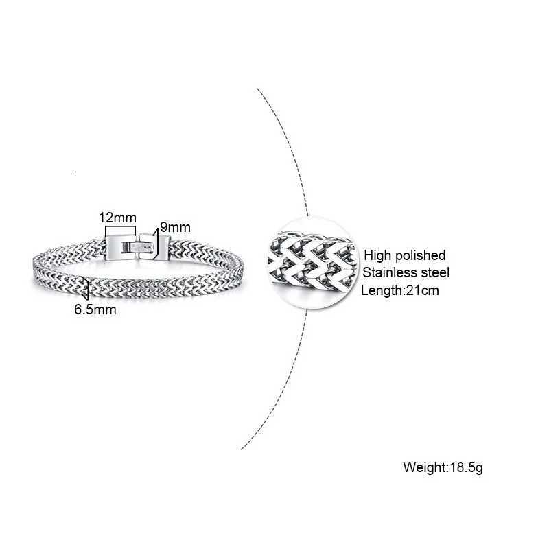 ZORCVENS 2024 New Double Rope Chain Mens Stainless Steel Bracelet Polish Color Punk Biker Pulseira Masculina Jewelry W251206