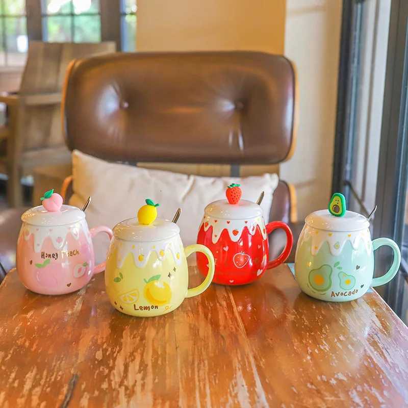 Fruit Strawberry Ceramic Mugs Pink Girl Heart Art Small Fresh Water Bottle Office Business Belly Cup Cute Coffee Drinkware Mug M251206 - view 3