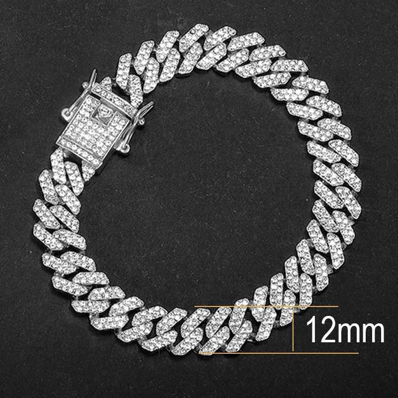 Hip Hop 13MM Rhinestones Prong Iced Out Cuban Link Chain Bracelet Men Women Gold Color Bling Butterfly Cuban Bracelet Jewelry A W251206