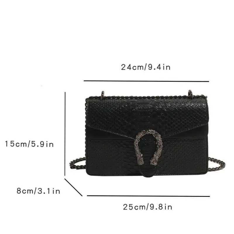 Retro Style Fashion Chain Shoulder Bag for Women Snake Pattern Crossbody Small Square Bag Trendy AccessoryT251205