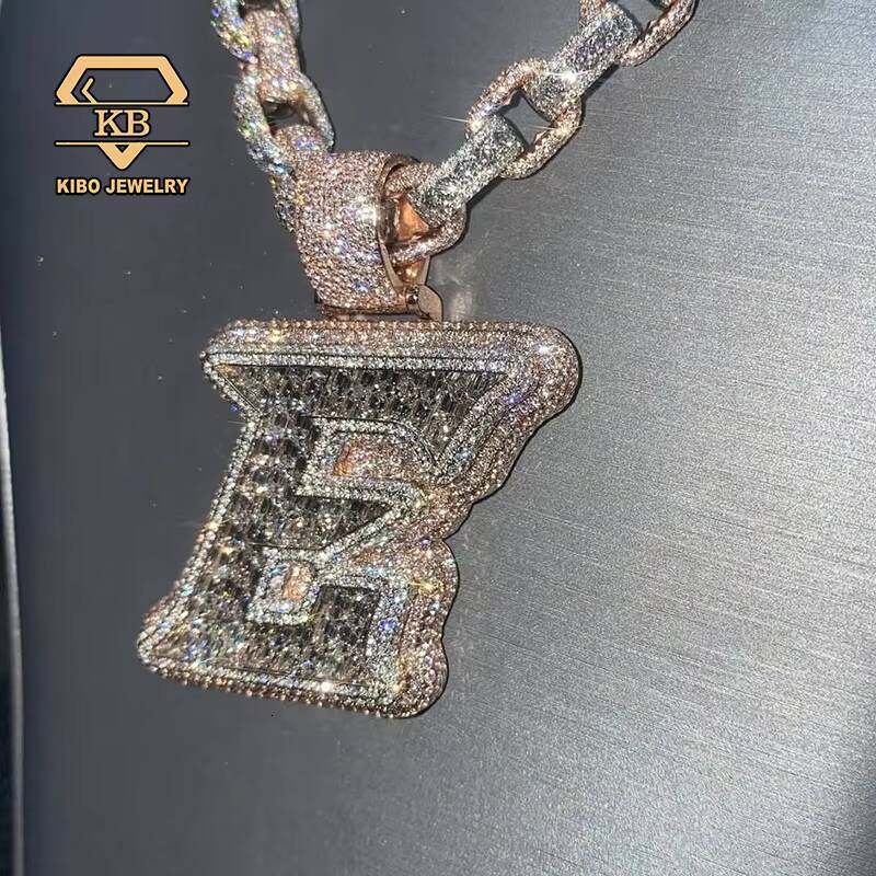 Rapper Charm Shiny Custom High Quality Iced Out Name Real LAB Grown Moissanite Diamond Iced Out Initial Letter Custom Pendant