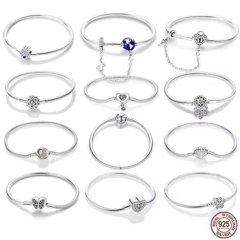 Bracelet Silver 925 Original 17-20CM Star Moon Sun Four Leaf Clover Green Zircon Bracelets Fit DIY Charms Birthday Jewelry Gifts W251206