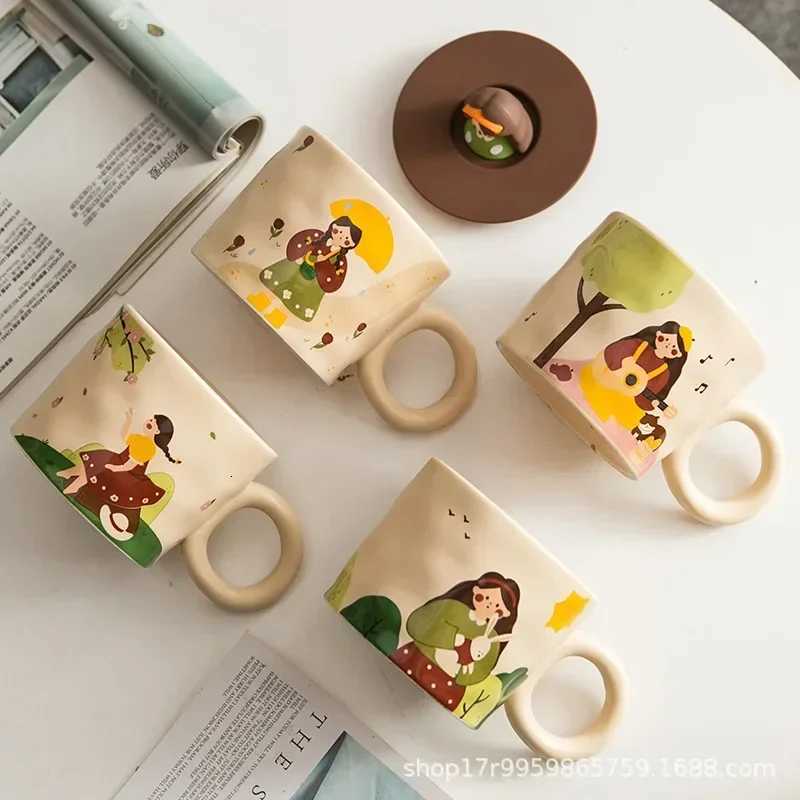 3D Lovely Girl Companion Cup Mug Cover Cute Gift Girlfriend Girls Ceramic Birthday Gift Mug Coffee Cup Mug with Lid IOIPAJ M251206 - view 3