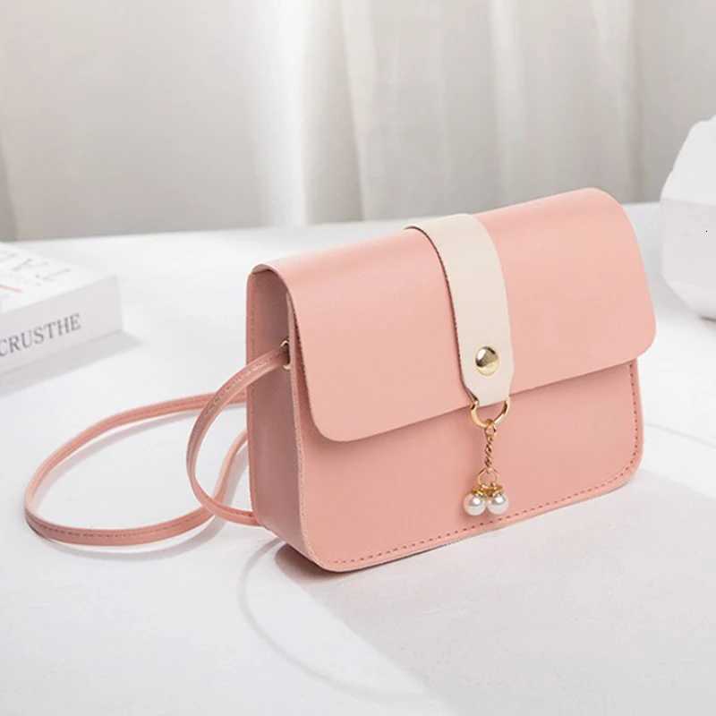 Contrast Women Shoulder Bag Simple Pearl Pendant Luxury Designer Handbag Messenger Bag Small Square Crossbody Mobile Phone PurseT251205