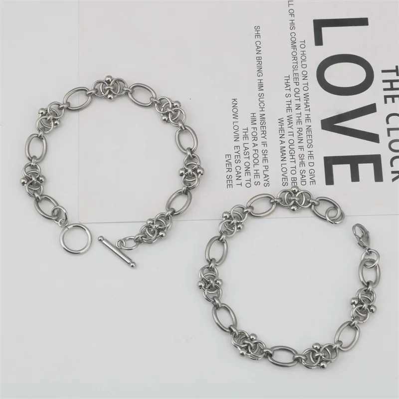 New Hip Hop Design DIY Chain Bracelet for Men Women Heavy Tricycle Thick Kpop Classic 316L Stainless steel StatementInitial W251206